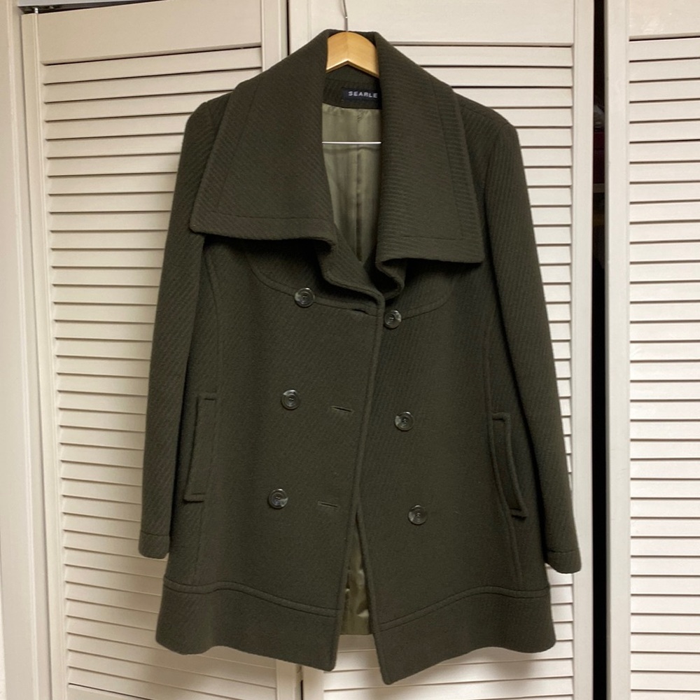 Searle Brand wool Jacket Olive Green color